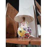 MODERN HAND PAINTED CERAMIC TABLE LAMP WITH FLORAL DESIGN