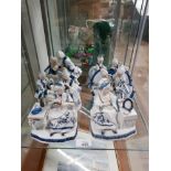 6 VINTAGE BLUE AND WHITE IVO FIGURED ORNAMENTS