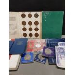 LOT OF COINAGE MAINLY BRITISH COIN SETS ALSO INCLUDES MALAYSIAN BANK NOTES ETC