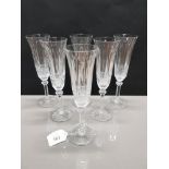 SET OF 6 FRENCH ST LOUIS CRYSTAL GLASS FLUTES