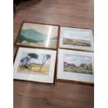 4 FRAMED ITEMS INCLUDING PRINT OF BAMBURGH WATERCOLOUR 55/100 SIGNED ARTHUR YOUNG 1989