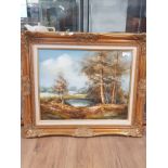 GILT FRAMED OIL ON CANVAS WOODLAND SCENE SIGNED SAMSON