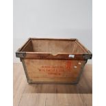 VINTAGE WOODEN W H SMITH BOX WITH METAL LINING