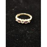 9CT GOLD AMETHYST AND AQUAMARINE RING SIZE L 2.3G