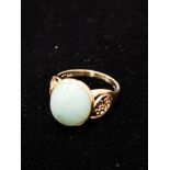 9CT GOLD JADE RING SIZE M1/2 3.6G