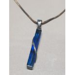 SILVER AND BLUE CZ PENDANT AND CHAIN