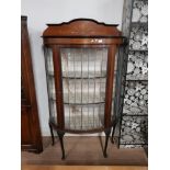 INLAID MAHOGANY D SHAPED DISPLAY CABINET WITH GLAZED LEADED DOORS