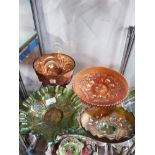 5 ASSORTED PIECES OF CARNIVAL GLASS
