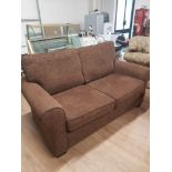 BROWN UPHOLSTERED 2 SEATER SOFA BED
