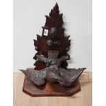HEAVILY CARVED BLACK FOREST WALL HANGING EAGLE WALL SHELF