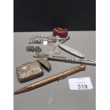 LOT INCLUDING GOLD PLATED PENCIL AND OTHERS