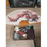 BOX OF MISCELLANEOUS INC SORENTO FAN CHINESE BOX ETC