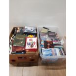 2 BOXES OF ASSORTED DVDS AND CDS