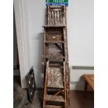 3 SETS OF WOODEN STEP LADDERS