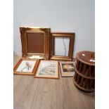 VINTAGE WOODEN CASSETTE HOLDER TOGETHER WITH NICE ORNATE FRAME AND OTHERS