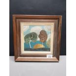 FRAMED OIL ON BOARD TREES AND HAYSTACK BY ANTHONY PROCTER JANUARY 1982