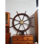LARGE 8 SPINDLE SHIPS WHEEL WITH BRASS CENTRE