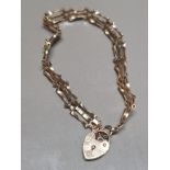 9CT YELLOW GOLD PADLOCK BRACELET 3.7G