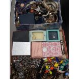 2 BOXES OF MISCELLANEOUS COSTUME JEWELLERY MAINLY BANGLES AND NECKLACES