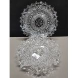 2 VICTORIAN ETCHED CRYSTAL DISHES