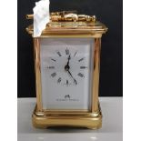 BRASS MATTHEW NORMAN CARRIAGE CLOCK WITH KEY