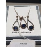 SILVER AND SAPPHIRE EARRINGS AND PENDANT