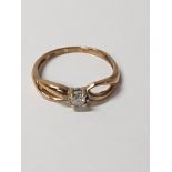 9CT GOLD DIAMOND SOLITAIRE RING SIZE L 1.2G