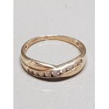 9CT GOLD CZ HALF ETERNITY RING SIZE P GROSS WEIGHT 1.7G