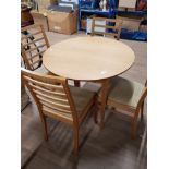 CIRCULAR TOPPED KITCHEN TABLE AND 4 MATCHING LADDER BACK CHAIRS