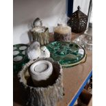 A SELECTION OF DECORATIVE CANDLE HOLDERS AND CANDLES