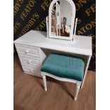 WHITE DRESSING TABLE MIRROR AND CHAIR
