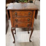 WALNUT DROP LEAF 3 DRAWER CHEST