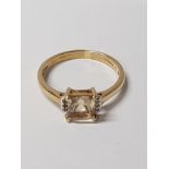 9CT GOLD PRINCESS CUT CZ RING SIZE P1/2 2.2G