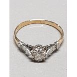 18CT YELLOW GOLD AND PLATINUM SOLITAIRE ILLUSION SET RING SIZE N 1.9G GROSS WEIGHT