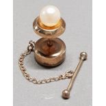 9CT YELLOW GOLD PEARL TIE TACK 2.4G GROSS WEIGHT