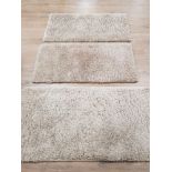 3 BROWN MODERN SHAGPILE RUGS 1 LARGE 80 X 150CM AND 2 SMALL 67 X 130CM