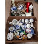 2 BOXES OF MISCELLANEOUS INC BLUE AND WHITE CHINA RINGTONS ETC