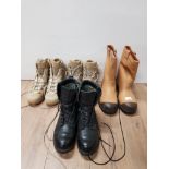 4 PAIRS OF BOOTS SIZES 8 AND 12