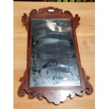 ANTIQUE MAHOGANY FRAMED REGENCY HALL MIRROR IN SCROLL DESIGN