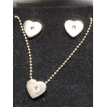 SILVER HEART EARRINGS PENDANT AND CHAIN 5G