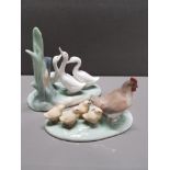 2 NAO BY LLADRO ORNAMENTS 3 GEESE AND CHICKEN FAMILY
