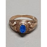 9CT GOLD BLUE STONE GRADUATION RING SIZE M GROSS WEIGHT 3.9G