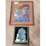 2 PIECES OF FRAMED ARTWORK SPITFIRE AND BALLERINA