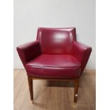 VINTAGE TEAK FRAMED LEATHER ARMCHAIR