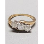 18CT YELLOW GOLD TRILOGY DIAMOND RING APPROXIMATELY 1CT TOTAL SIZE J 3.4G GROSS WEIGHT