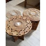 3 HEAVILY CARVED ORIENTAL STYLE OCCASIONAL TABLES