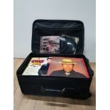 A NEXT SUITCASE CONTAINING LP RECORDS SUCH AS ELVIS DOUBLE DYNAMITE VOL 1 AND ELTON JOHN ETC