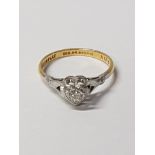 18CT GOLD AND PLATINUM HEART SHAPED DIAMOND SOLITAIRE SIZE M 2.6G