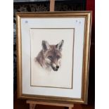 GILT FRAMED ORIGINAL COLOUR ETCHING BY KURT MEYER EBERHARDTS FOX