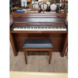 OVER STRUNG EAVESTAFF MINI PIANO AND PIANO STOOL